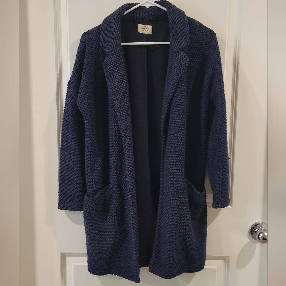 Marine Layer Birdseye Knit Open Front Cardigan Sweater Size Small